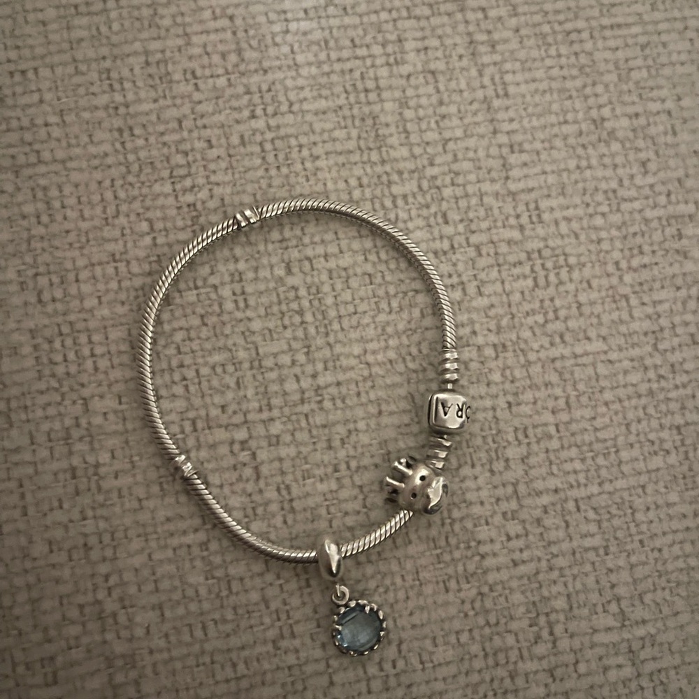 Silver Charm Bracelet with Blue Accent